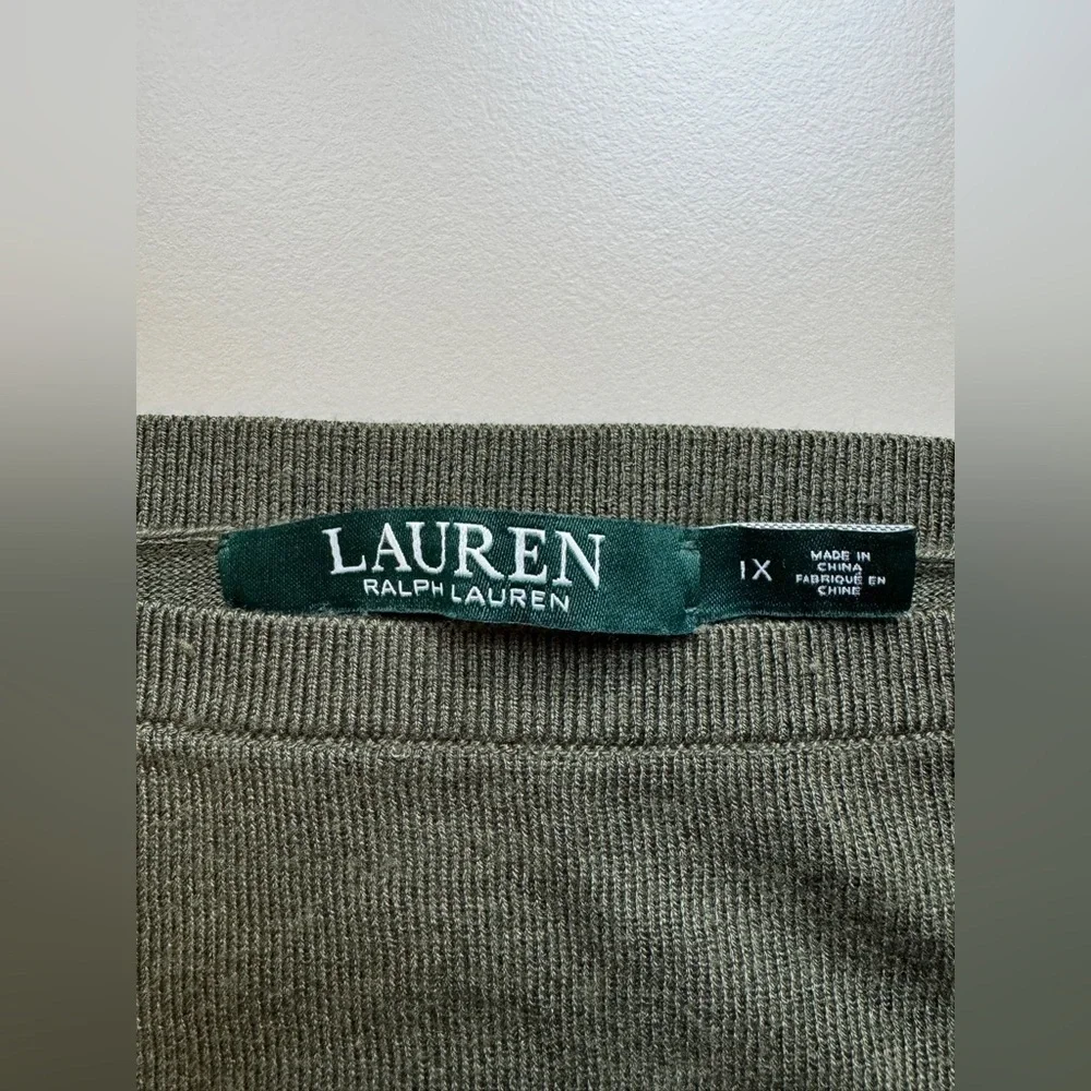 Lauren Ralph Lauren Ruffled Silk-Blend Sweater Admiral Green Women’s 1X - Picture 10 of 13